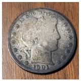 US 1901-S Barber Silver Half Dollar Coin