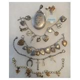 Vintage Sterling Silver Charm Bracelets 62 Grams