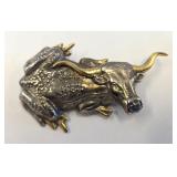 1992 Cintika 3" Whimsical Bullfrog Brooch
