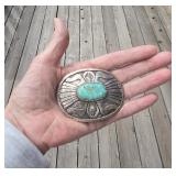 Navajo Silver Turquoise Belt Buckle Dan Jackson