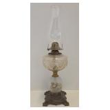 Antique 1800s Reverse Painted Kerosene Lamp