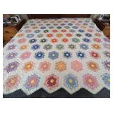 1930s Finely Stitched Grandmas Flower Garden Quilt
