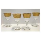 4 Glastonbury Lotus Gold Trim Georgian Goblets