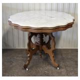 Antique Victorian Marble Piecrust Top Parlor Table