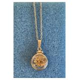 Vintage Gold Dust Pendant Necklace 18" GF Chain