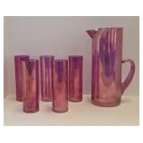 Iridescent Mid Century Cocktail Pitcher & Glasses