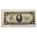 1934 $20 Federal Reserve Note Kansas City MO