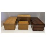 Four Wooden Index Card File Boxes