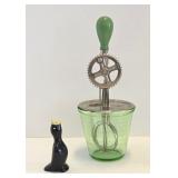 1923 Green Depression Glass 2 Cup Beater Jar