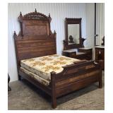 Antique Victorian Walnut 3/4 or Small Double Bed