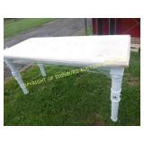 WOODEN TABLE W/ WOOD WHITE LEGS