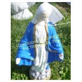 VIRGIN MARY PAINTED CONCRETE LAWN ORNAMENT