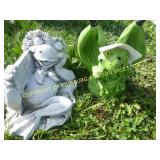 (2) FROGS CONCRETE LAWN ORNAMENT