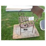 IRON CHAIR & WOOD CART