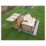 PALLET OF TABLE LEGS & ROLL OF INSULATION