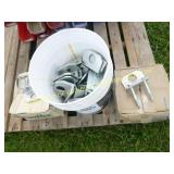 (2) BOXES OF 1/2" X 4" BOLTS & BUCKET OF BRACKETS