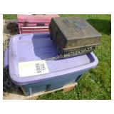 BLACK POLY BOX W/ MISC TOOLS AND