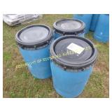 (3) 30 GALLON POLY DRUMS