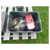 LOT OF MISC TOOLS, WHEELS, AND TIRE CHAINS