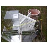 DISPLAY CASE, AMPS, MIRRORS & FLOWER POTS