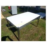 STEEL TABLE W/ WHITE TOP