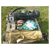 LOT OF SPORTING GOODS GOLF BAGS & RACKETS