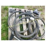 LOT OF BICYCLE TIRES, SEATS & PEDALS
