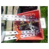 RED CRATE OF MISC TOOLS