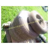 (2) MISC LAWN TRACTOR TIRES & WHEELBARROW TIRE