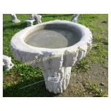 LOG BIRD BATH CONCRETE LAWN ORNAMENT