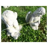TWO SMALL ANGELS CONCRETE LAWN ORNAMENT