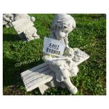 GIRL ON A BENCH CONCRETE LAWN ORNAMENT
