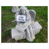 ANGEL ON BENCH CONCRETE LAWN ORNAMENT
