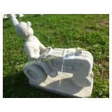 BOY ON A TRACTOR CONCRETE LAWN ORNAMENT