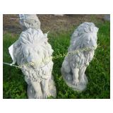 (2) SMALL LIONS CONCRETE LAWN ORNAMENT