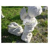 ANGEL W/ BUNNY  & RABBIT CONCRETE LAWN ORNAMENT