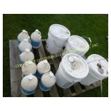PALLET OF WATER BASE PRIMER & (4) BUCKETS ADHESIVE