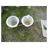 (2) FLOWER POTS CONCRETE LAWN ORNAMENTS