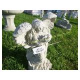 GIRL ANGEL W/ BIRD CONCRETE LAWN ORNAMENT