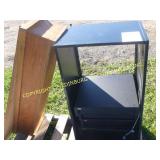 METAL SHELF AND WOOD CASE