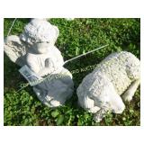 ANGEL AND A SHEEP CONCRETE LAWN ORNAMENT