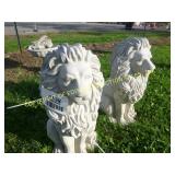 (2) LARGE LIONS CONCRETE LAWN ORNAMENT
