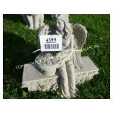 ANGEL ON BENCH CONCRETE LAWN ORNAMENT