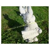 WELCOME RABBIT CONCRETE LAWN ORNAMENT