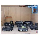 RYOBI Lot of (9 pcs) assorted RYOBI rechargeable