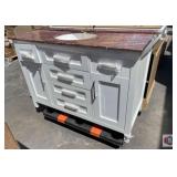 vanity Lot of (1 pcs) white vanity 48 in, content