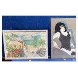 Patrick Nagel rare vintage poster + a Beach Scene