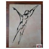 Jorge Flores. Diver. Size 19x25.5". Figure