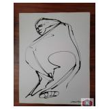 Jorge Flores Figures, 27x37" black acrylic on