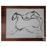 Jorge Flores Horses studies 37x27" black acrylic